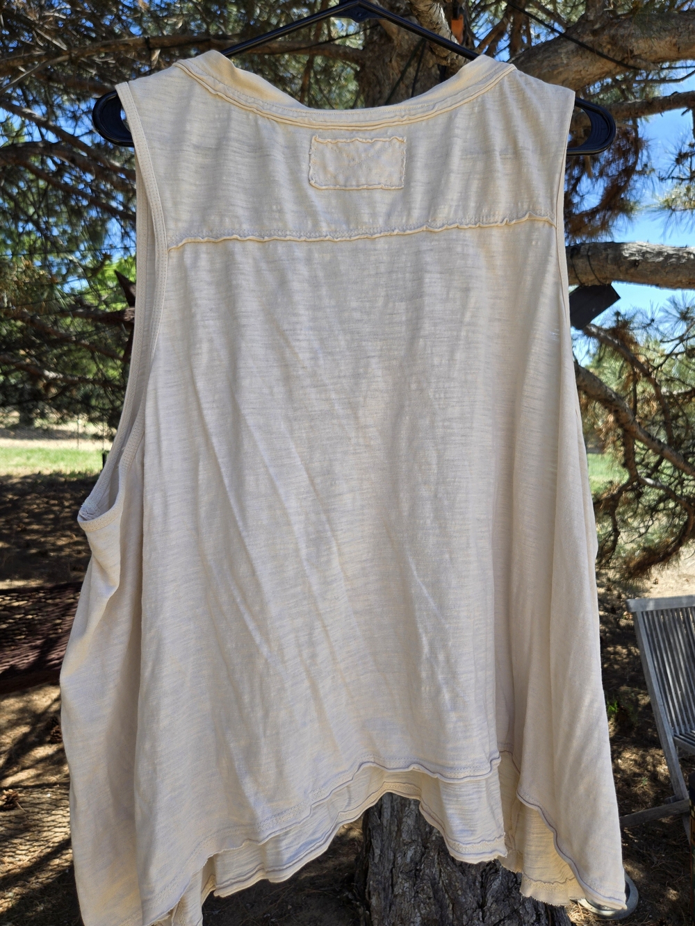 Free People Cream Button-Front Sleeveless Henley Tank - Picture 2 of 2